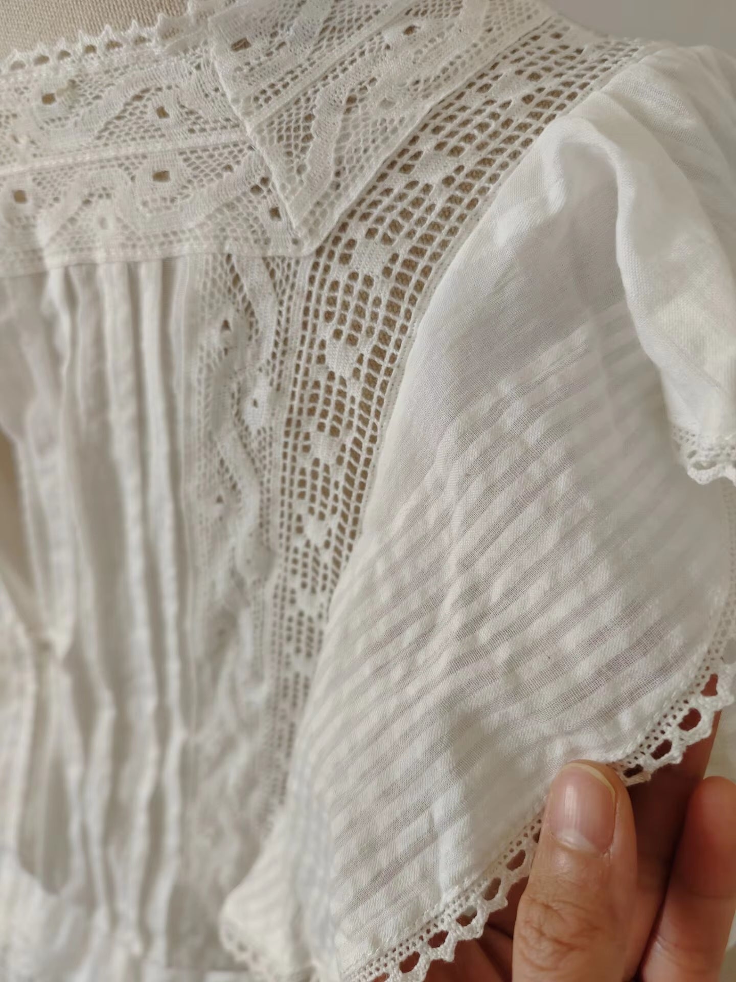 Butterfly Lace Mini Tiered Dress for Womem Vintage White Cotton Floral Embroidery 2021 Summer Dresses Party High Quality