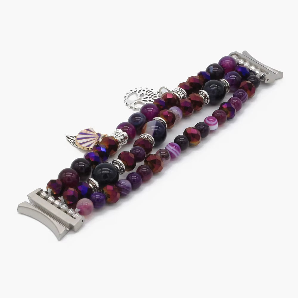 Jewerly Blue Band for Galaxy Watch 7/ 4/ 5/ 5 Pro/ 6 Bracelet Dressy Elastic Beaded Strap Replacement Watch 4 Classic 40Mm 44Mm