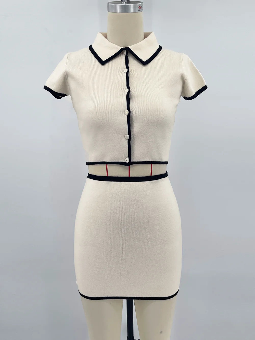 Knit Sweater 2 Piece-Set Women Lapel Cropped Short Sleeve Cardigan and Mini Skirt Sets Female Knitwear Short Skirt Outfits