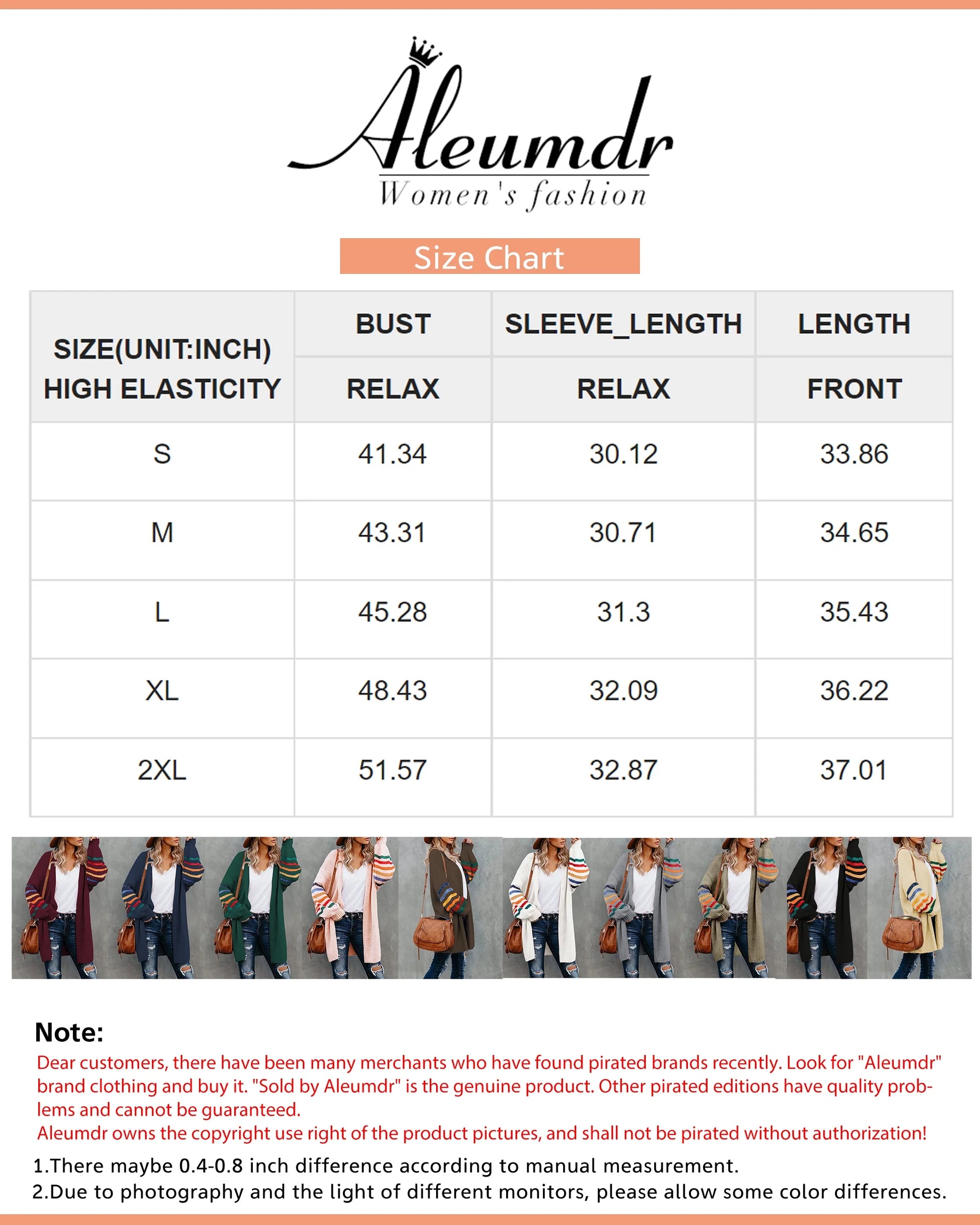 Womens Open Front Cardigan plus Size Long Sleeve Stripe Sweaters Coat 16 18