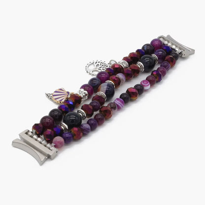 Jewerly Blue Band for Galaxy Watch 7/ 4/ 5/ 5 Pro/ 6 Bracelet Dressy Elastic Beaded Strap Replacement Watch 4 Classic 40Mm 44Mm