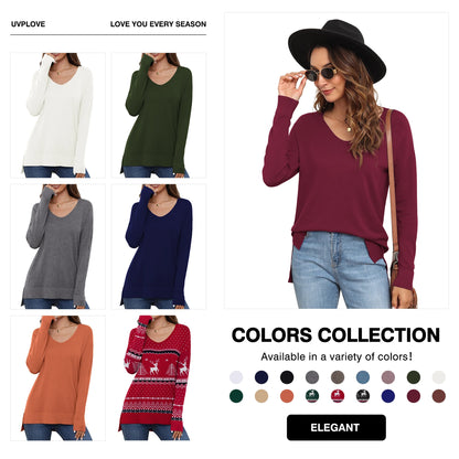 V Neck Sweaters for Women Lightweight Knit Pullover Sweater,Us Size S-2XL in Navy Blue