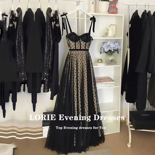Polka Dot Black Prom Dresses 2024 Sweetheart Spaghetti Strap Formal Events Evening Gowns Graduation Party Gowns Customized