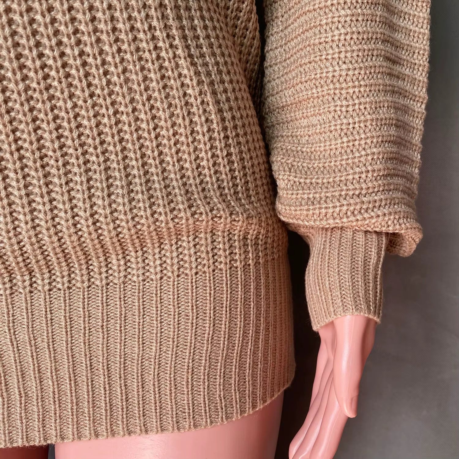 Casual Knitted Mini Dress Women Autumn Winter Sweaters Balloon Long Sleeve Knitwear Women'S Dresses Loose Jersey