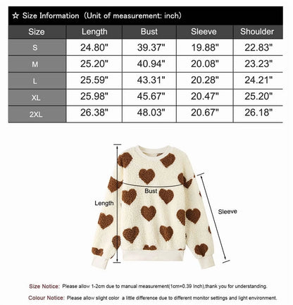 Sweaters for Women Valentine'S Day Heart Printed Pullover Sweaters Warm Fuzzy Crewneck Sweaters